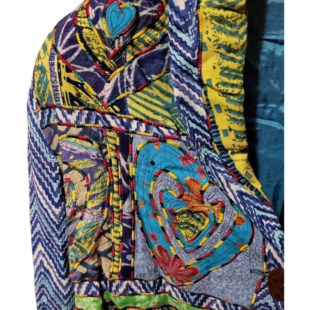 Vintage Sandy Starkman Colorful Patchwork Boho Jacket Blazer Size Medium - Picture 3 of 7